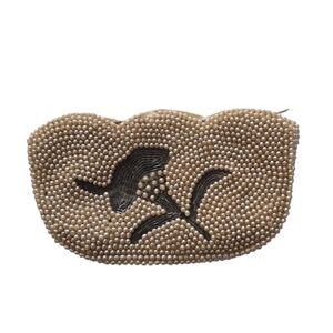 VINTAGE 'Miranda' Faux Pearl Beaded Purse Clutch Handbag Made In Japan Zip Top